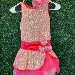 Weissman Pink and Silver Sequin Dance Costume